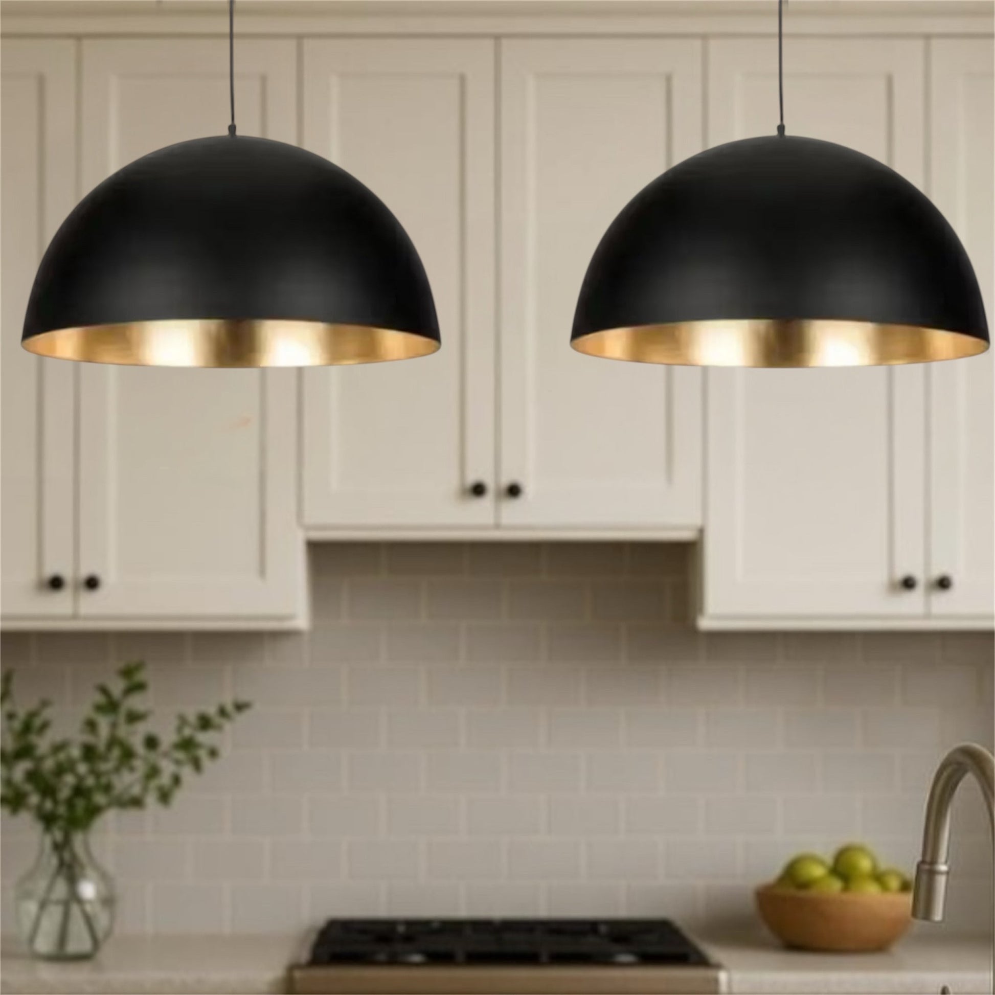 Black Dome Brass Light Fixture  - Ref.1164