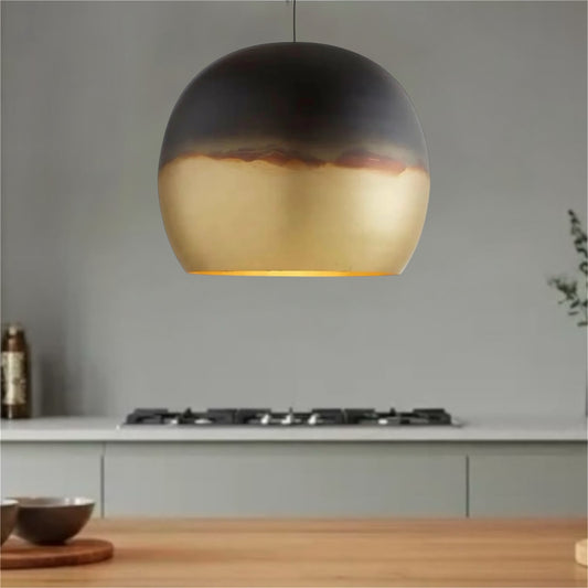 Brass Dome Light Fixture, Black With Gold Brass - Kitchen Island Light Fixture, Handmade Green Patina, Oxidized Light Fixture, Copper Pendant Industrial, Oxidized Copper Pendant Lights, dome lamp, moroccan lamp, vintage light pendant light, metal table lamps, Blue Copper Pendant Light