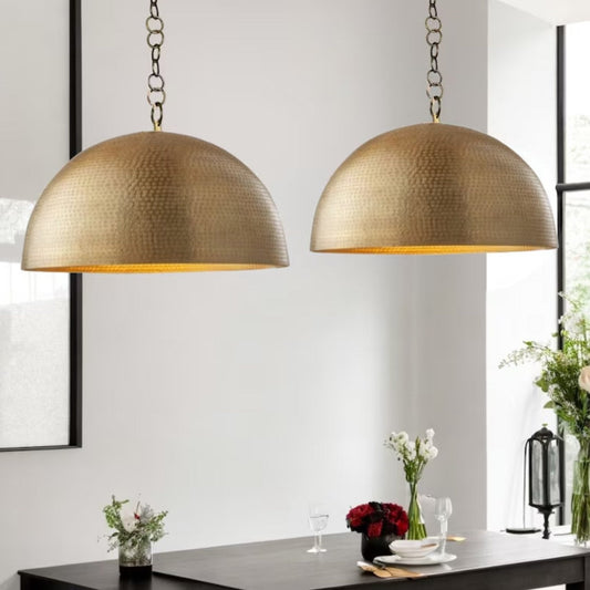 Set of 3 Dome Hammered , Gold Brass,Rustic chandelier, Copper Pendant Lamp, Ceiling Lighting, Industrial lighting, Dome Light Fixture, Copper Oxidized, Handcrafted Dome, Dome Lamp, Kitchen Island, Green Patina Light
