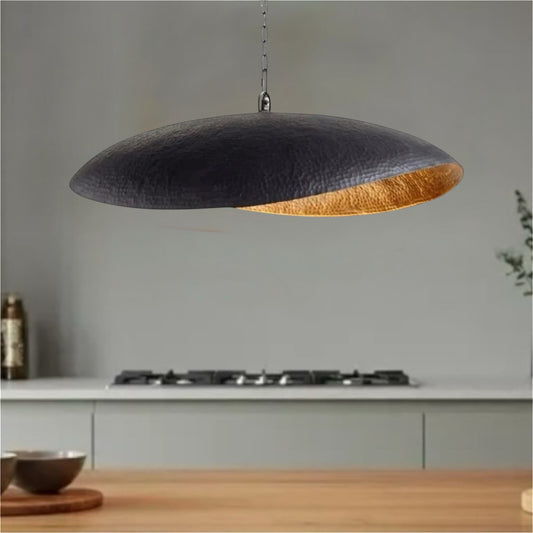 Hammered Black Brass Dome Light Fixture - Ref.116O