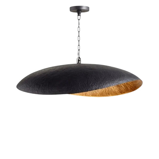 Hammered Black Brass Dome Light Fixture