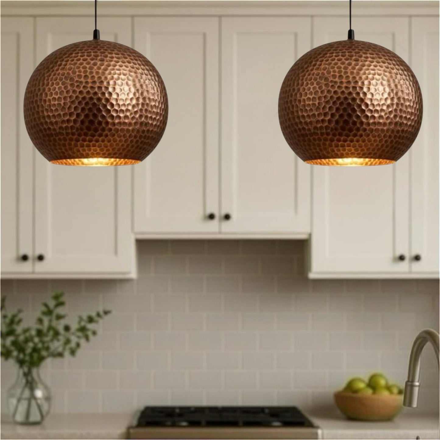 Hammered Copper Dome Light Fixture
