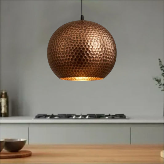 Hammered Copper Dome Light Fixture