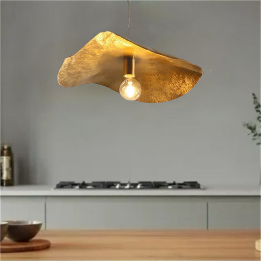 Hammered Gold Brass Dome Light Fixture