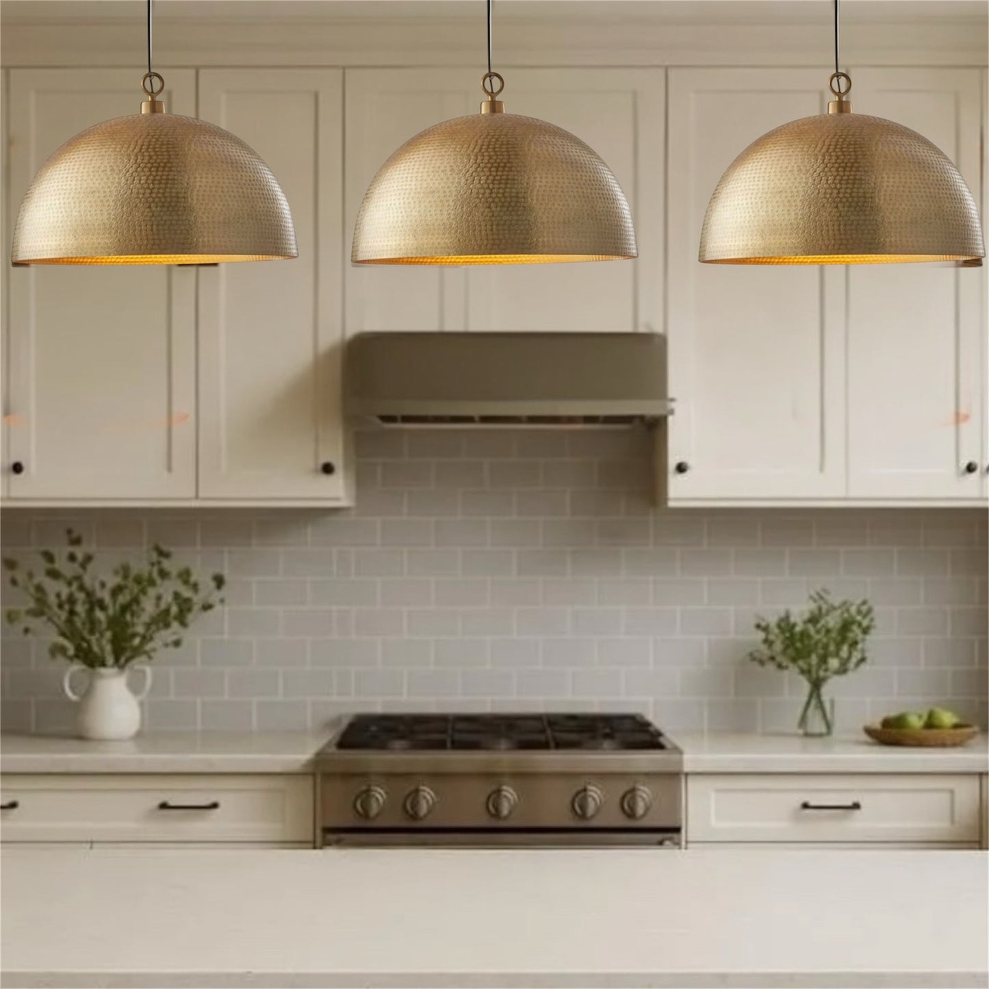 Hammered Gold Brass Dome Light Fixture - Ref.1162