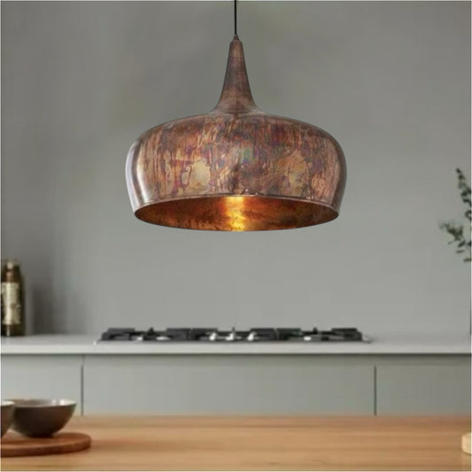 Oxidized Antique Brass Dome Light Fixture