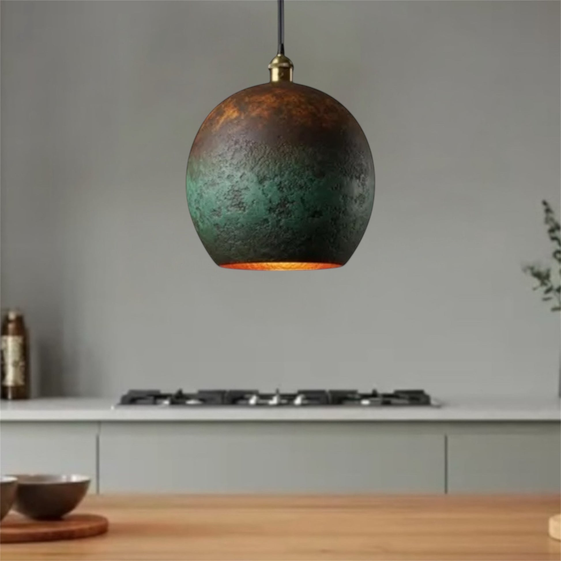 Oxidized Brass Copper Dome Light Fixture - Ref.2710