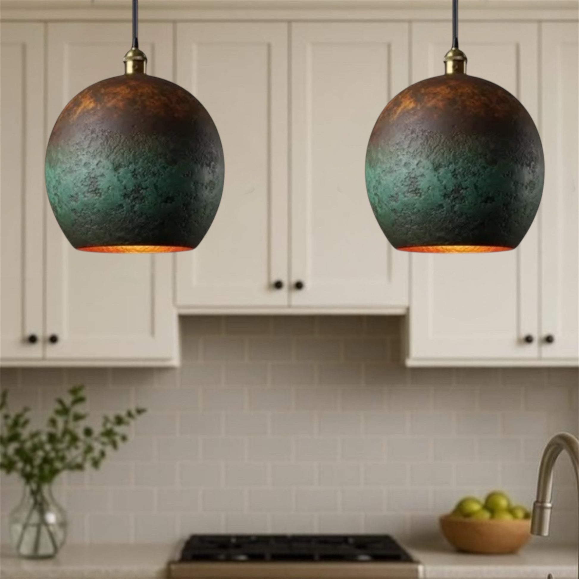 Oxidized Brass Copper Dome Light Fixture - Ref.2710