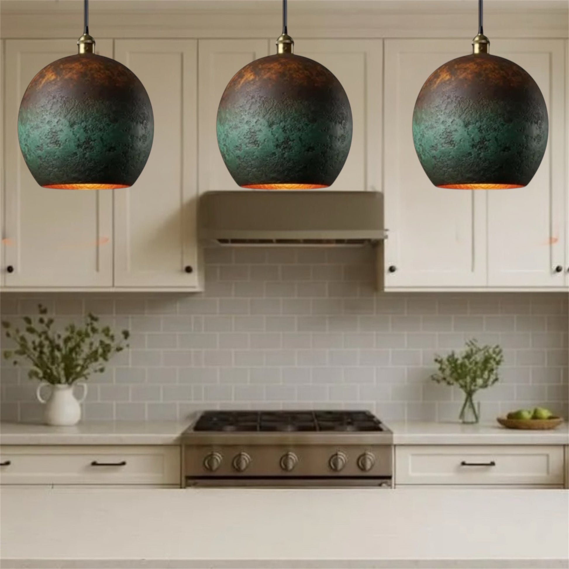 Oxidized Brass Copper Dome Light Fixture - Ref.2710