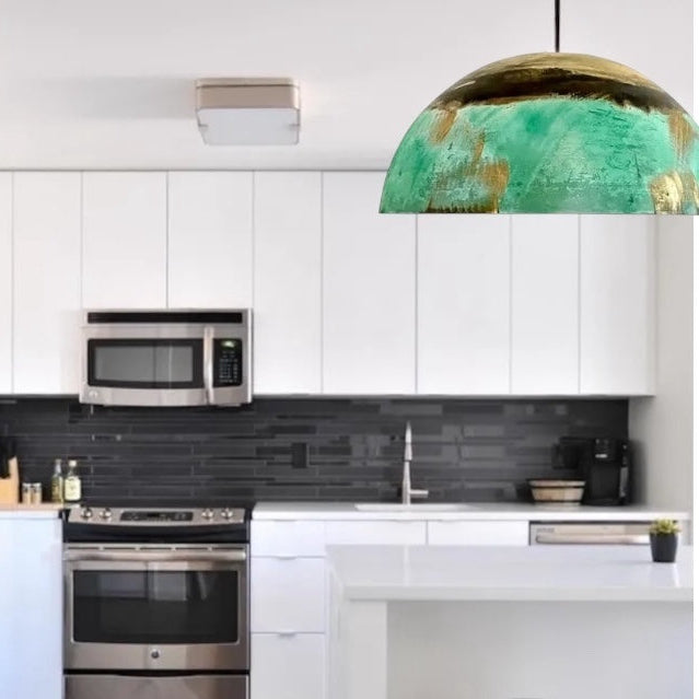 Oxidized Brass Copper Dome Light Fixture - Ref.2703