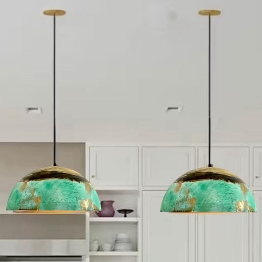 Oxidized Brass Copper Dome Light Fixture - Ref.2703