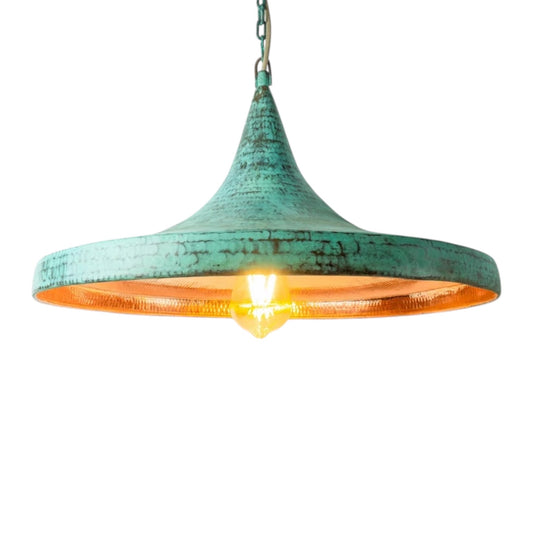 Oxidized Hammered Brass Dome Light Fixture