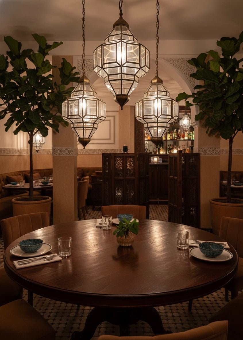 High-quality Moroccan brass lantern, handmade by skilled artisans in Marrakech.