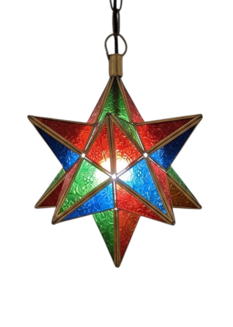 Moroccan brass pendant lamp, handmade artisan lighting for home decoration.