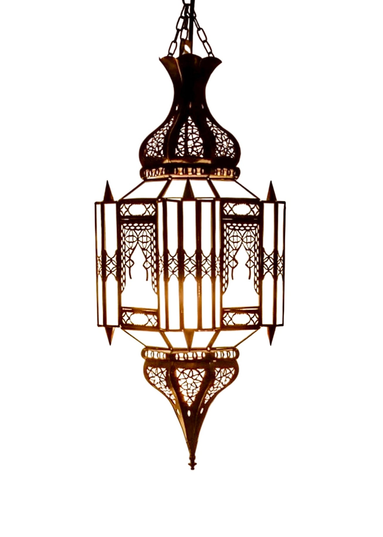 Modern glass and brass pendant light, handcrafted gold luxury lighting for home.