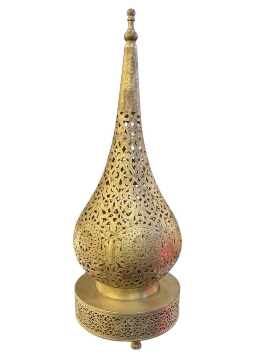 Handcrafted Moroccan lamp base with detailed brass metalwork