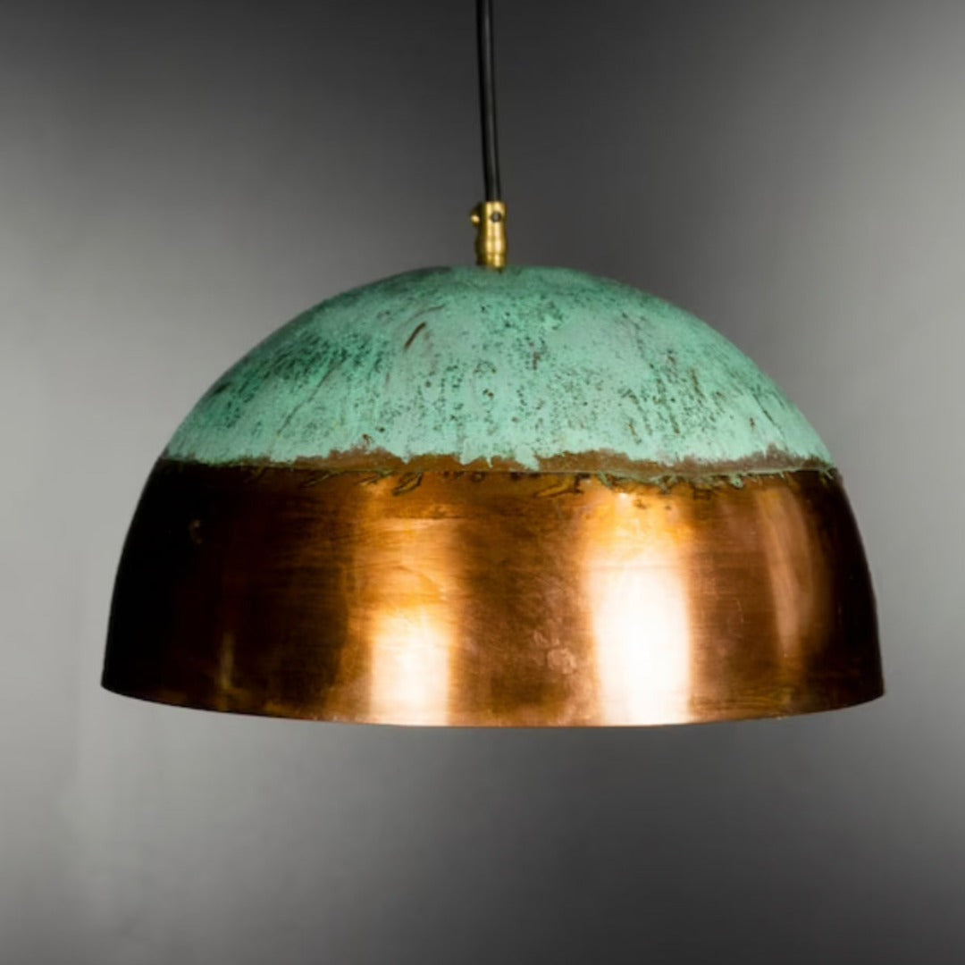 Antiqued Brass Dome Light Fixture  - Ref.1180