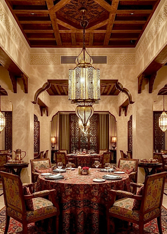 Solid brass pendant lights hanging at different heights for a luxury decor statement.