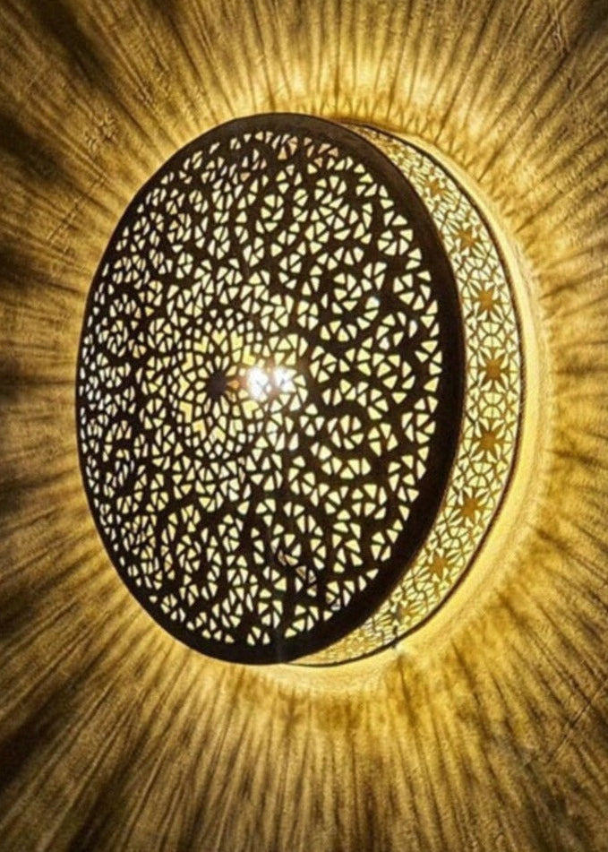 Traditional Moroccan Wall Lamp & Flush Mount | Artisanal Brass