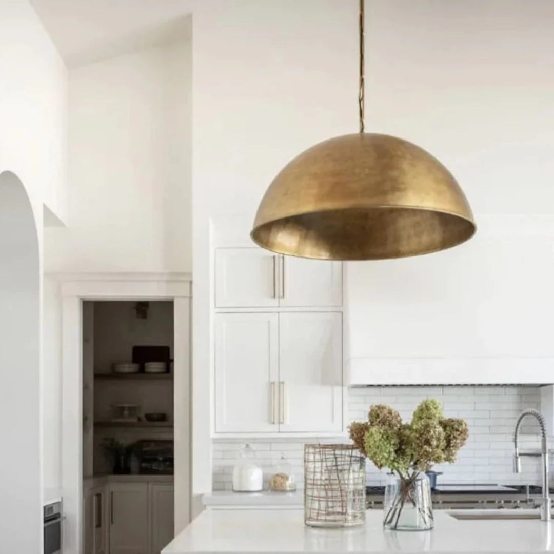 Antiqued Brass Dome Light Fixture  - Ref.1163