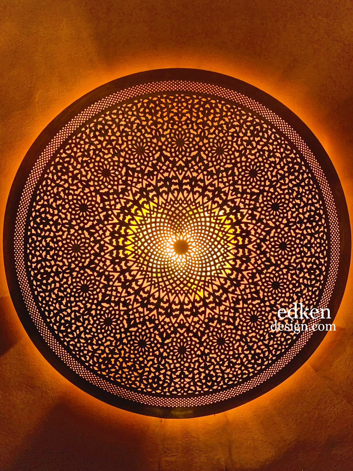 EDKEN LIGHTS - Morocco Brass Wall Light Sconce Moroccan Wall Sconces Flush Mount Crafts Moroccan Design Moorish Ceiling Red lights Round