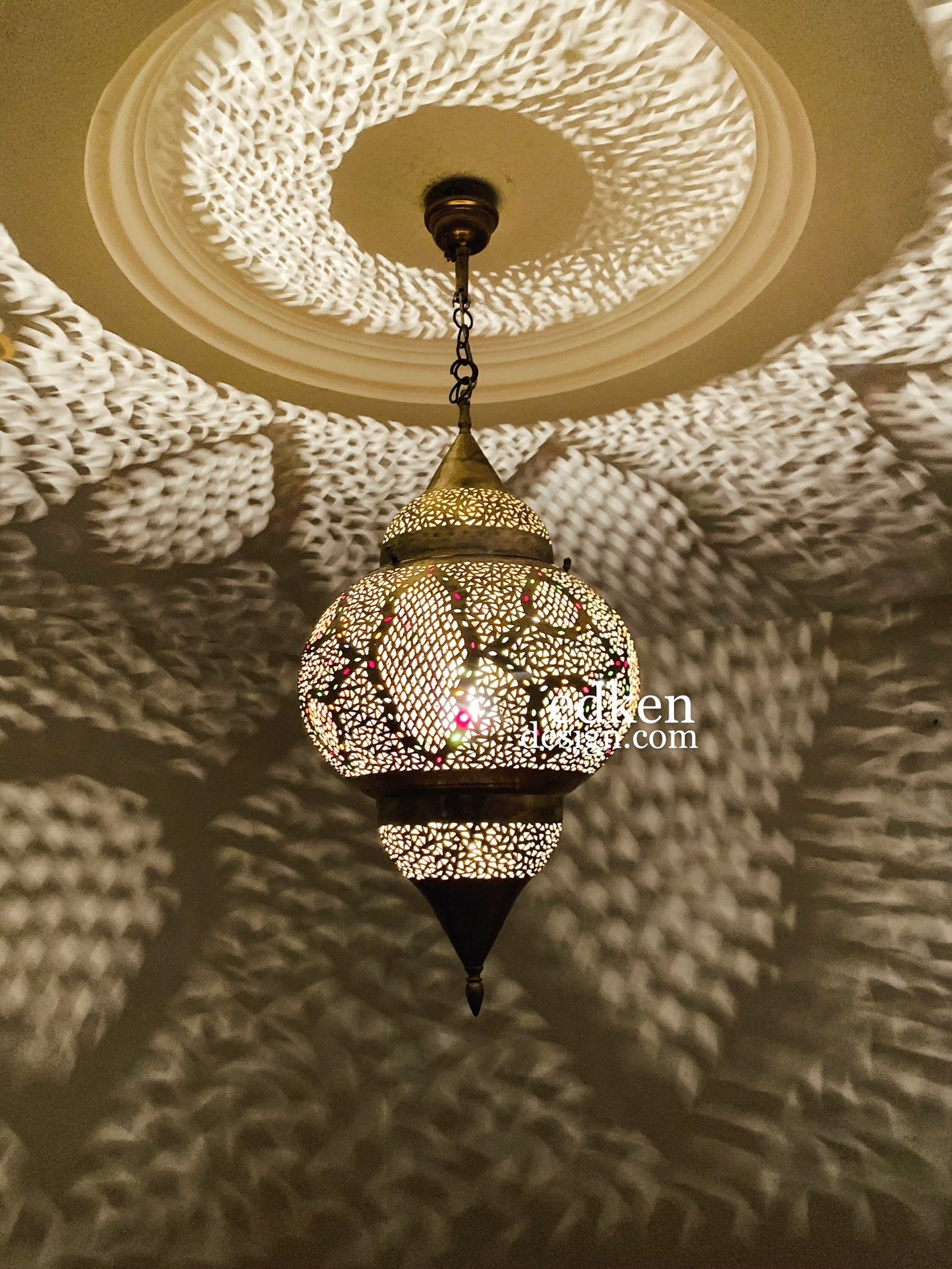 EDKEN LIGHTS - Morocco Ceiling Lamp Shades Fixture brass Morocco Chandelier Handmade with Red Green and Blue design