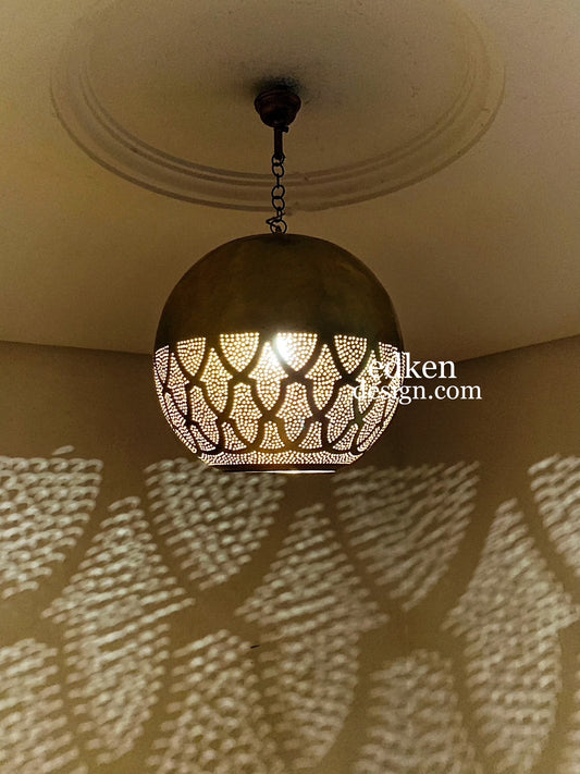 EDKEN LIGHTS - Morocco Ceiling Lamp Shades Globe Shape Fixture Ball pierced Hanging Brass Lights