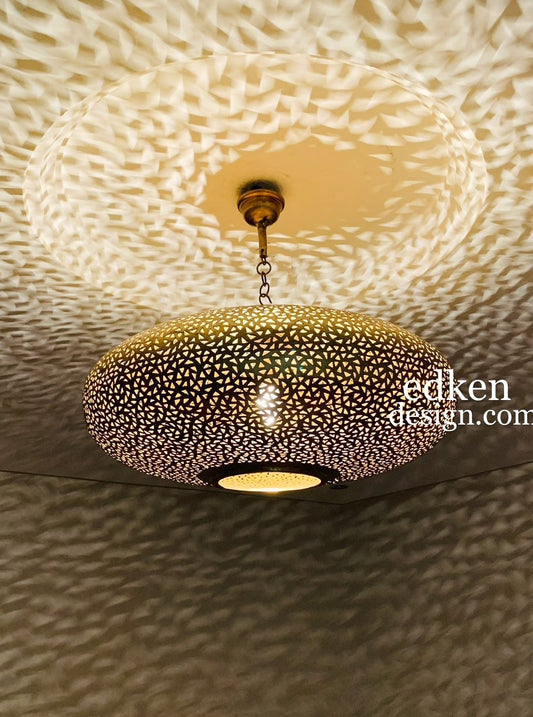 EDKEN LIGHTS - Morocco Ceiling Lamp Shades Fixture pierced Brass Hanging Lights Handmade Brass Morocco Home Decor Lighting