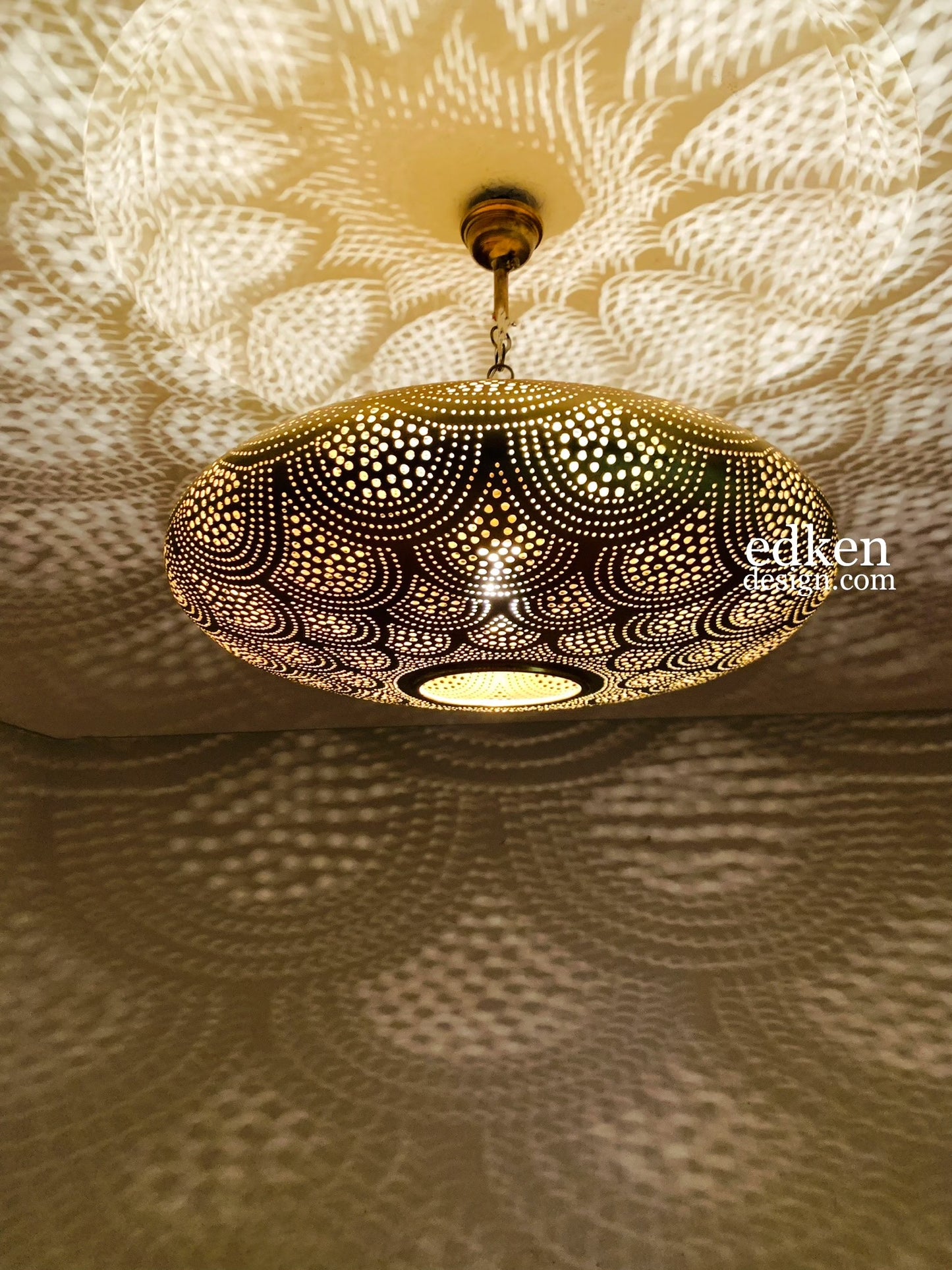 EDKEN LIGHTS - Closer View Morocco Ceiling Lamp Shades Fixture pierced Brass Hanging Lights Handmade Brass Morocco Home Decor Lighting