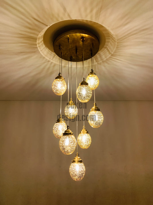 EDKEN LIGHTS - Morocco Ceiling Eggs Plate Hanging Lamp Shades Fixture Moroccan Handcrafted Brass Chandelier Pendant Lights