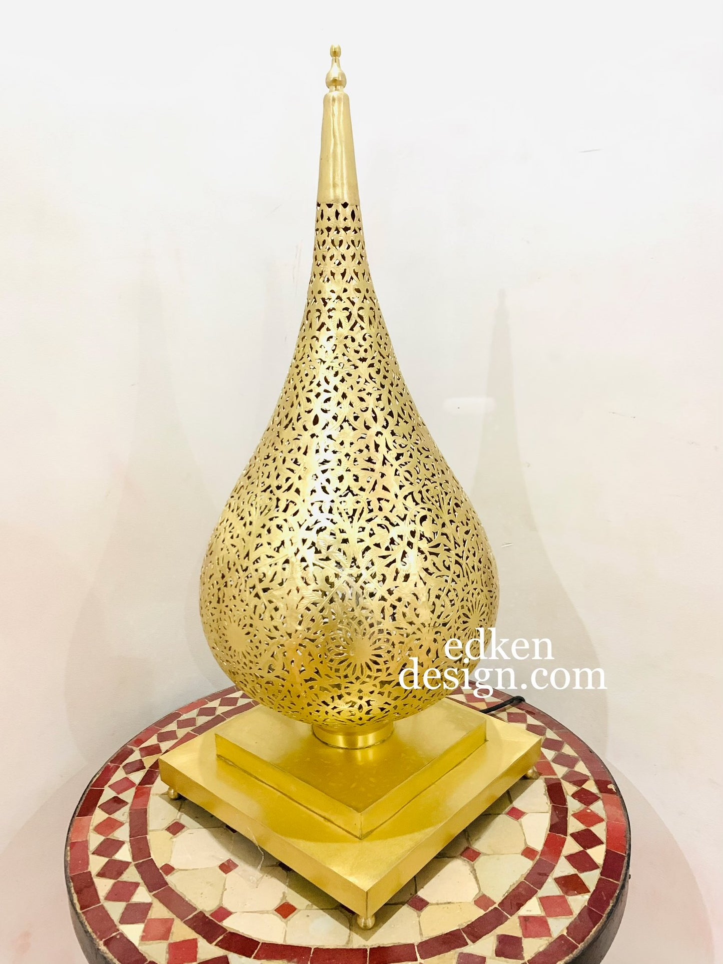 Traditional teardrop shaped Moroccan lantern for interior decor
