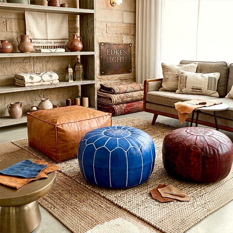 Leather Poufs Square & Round