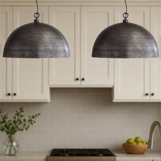 Brass Dome Ceiling Light, Hammered Black & Gold  - Ref.1164