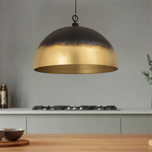 Brass Dome Light Fixture, Black With Gold - Ref.1182