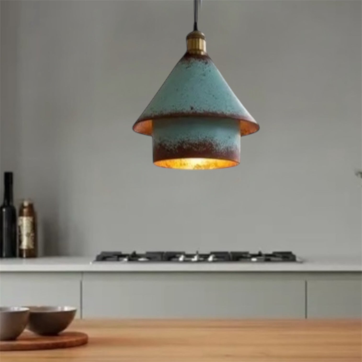 Oxidized Brass Copper Dome Light Fixture  - Ref.2708
