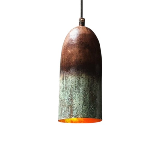 Oxidized Brass Copper Dome Light Fixture 