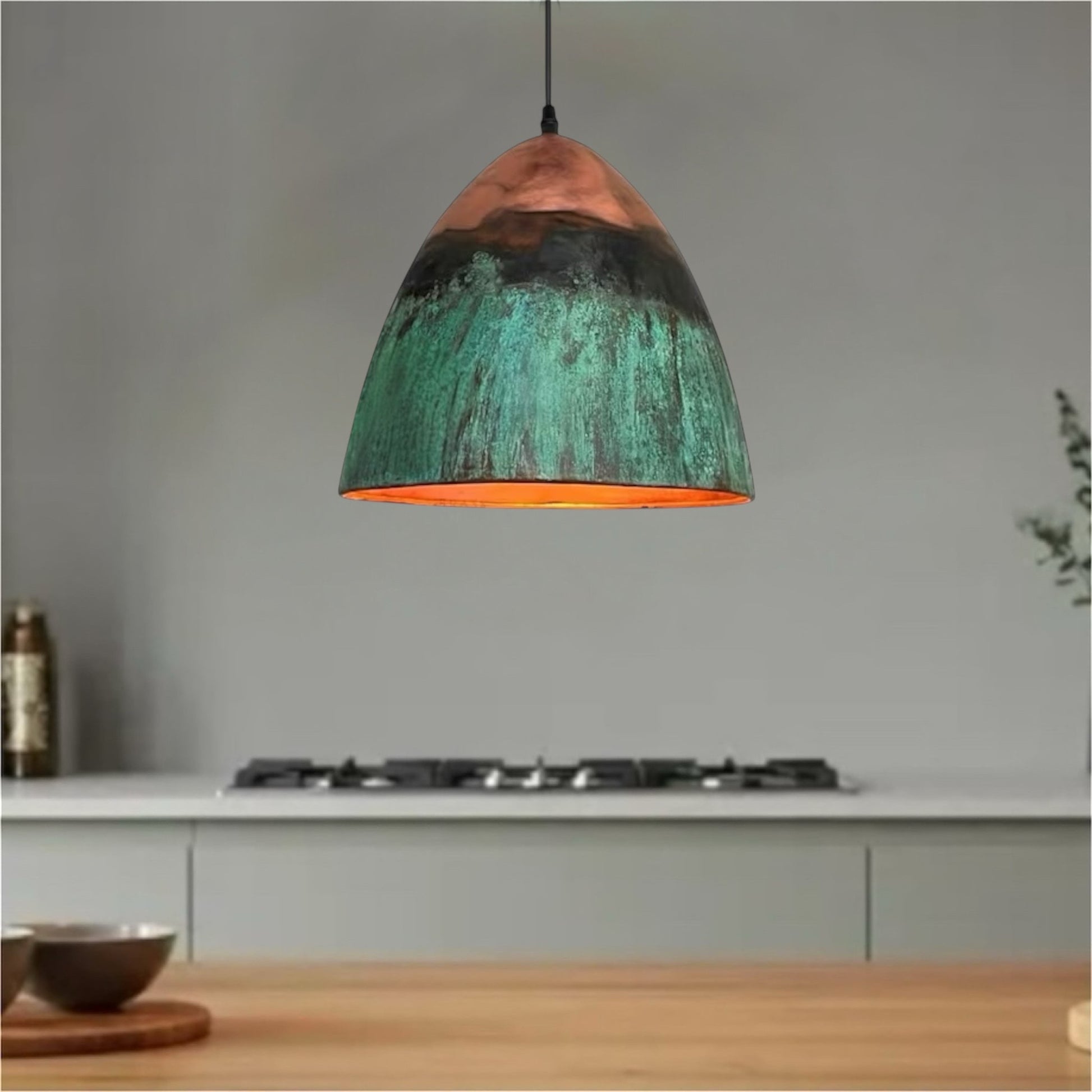 Oxidized Brass Copper Dome Light Fixture  - Ref.2720