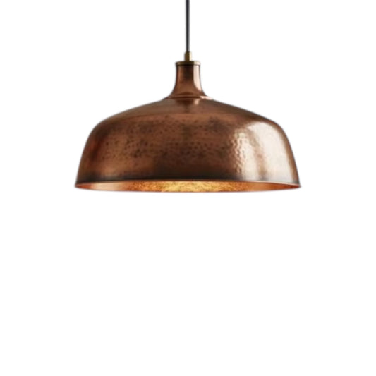 Oxidized Hammered Copper Dome Light Fixture - Ref.1770