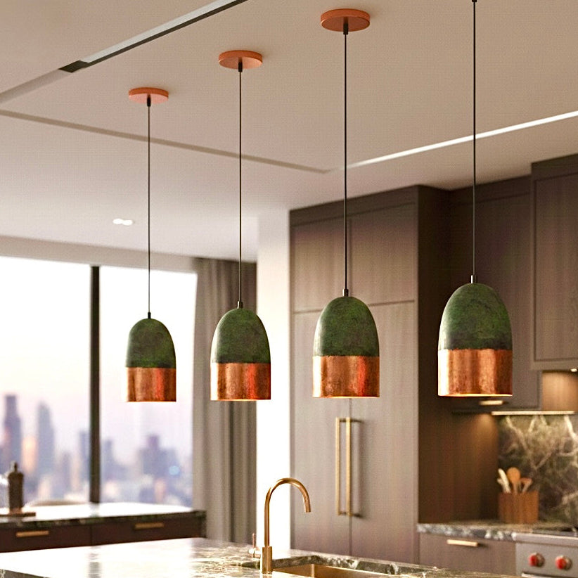 Oxidized Brass Copper Dome Light Fixture  - Ref.2715