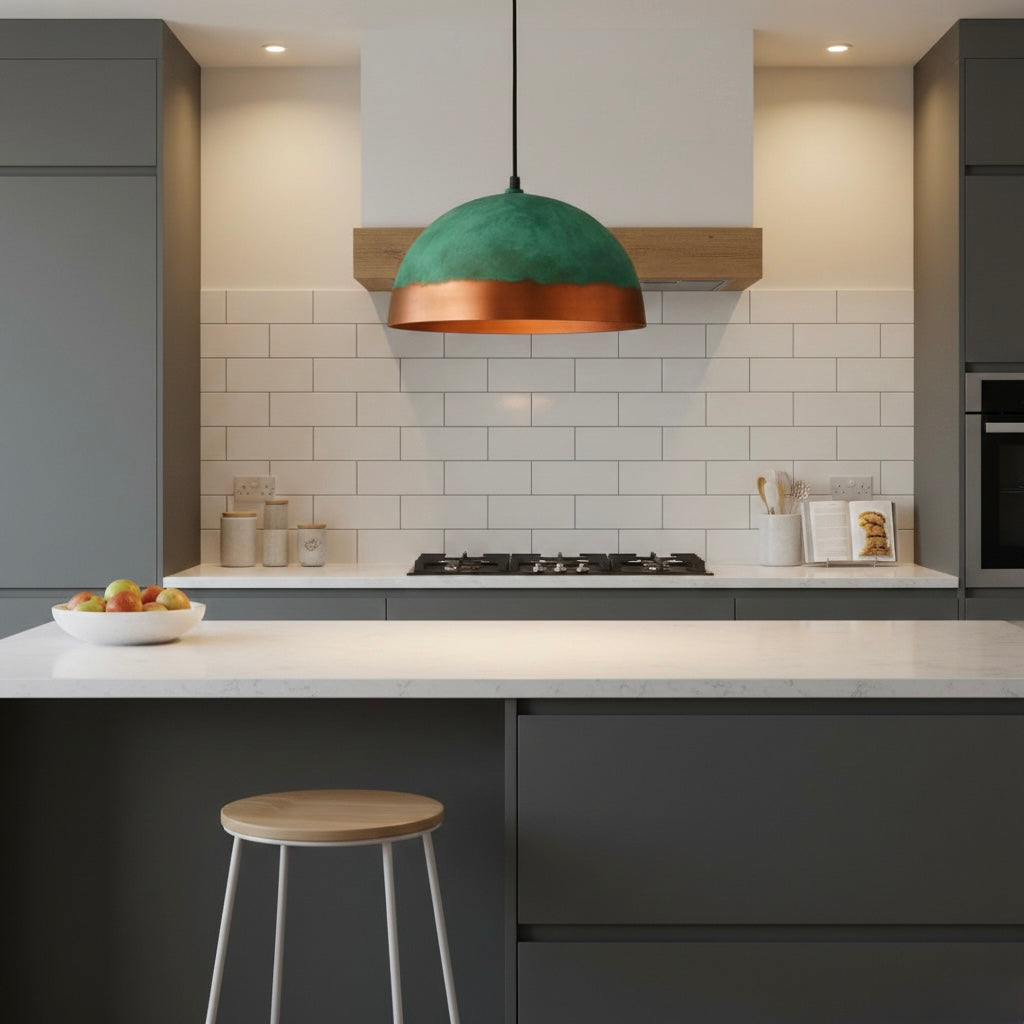 Oxidized  Copper Dome Light Fixture - Ref.1182