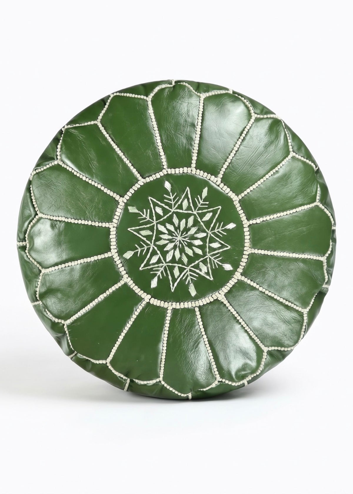 Moroccan Genuine Leather Round Pouf - Ref 4006