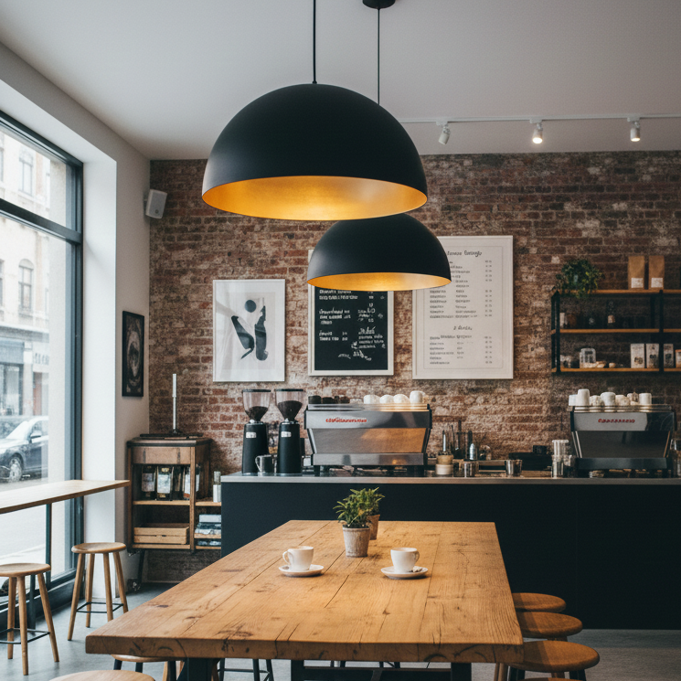 Modern Black & Gold Brass Dome Pendant Lamp - Ref.1164