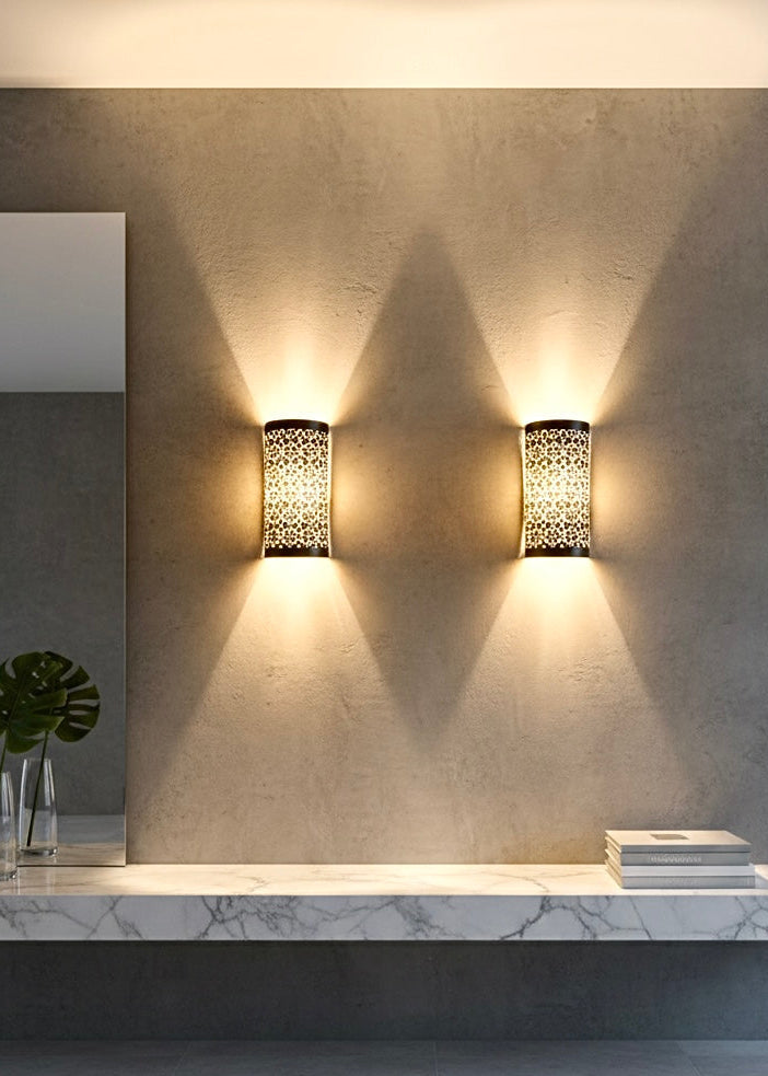 Handmade Brass Wall Sconces - Set of 2 Moroccan Engraved Wall