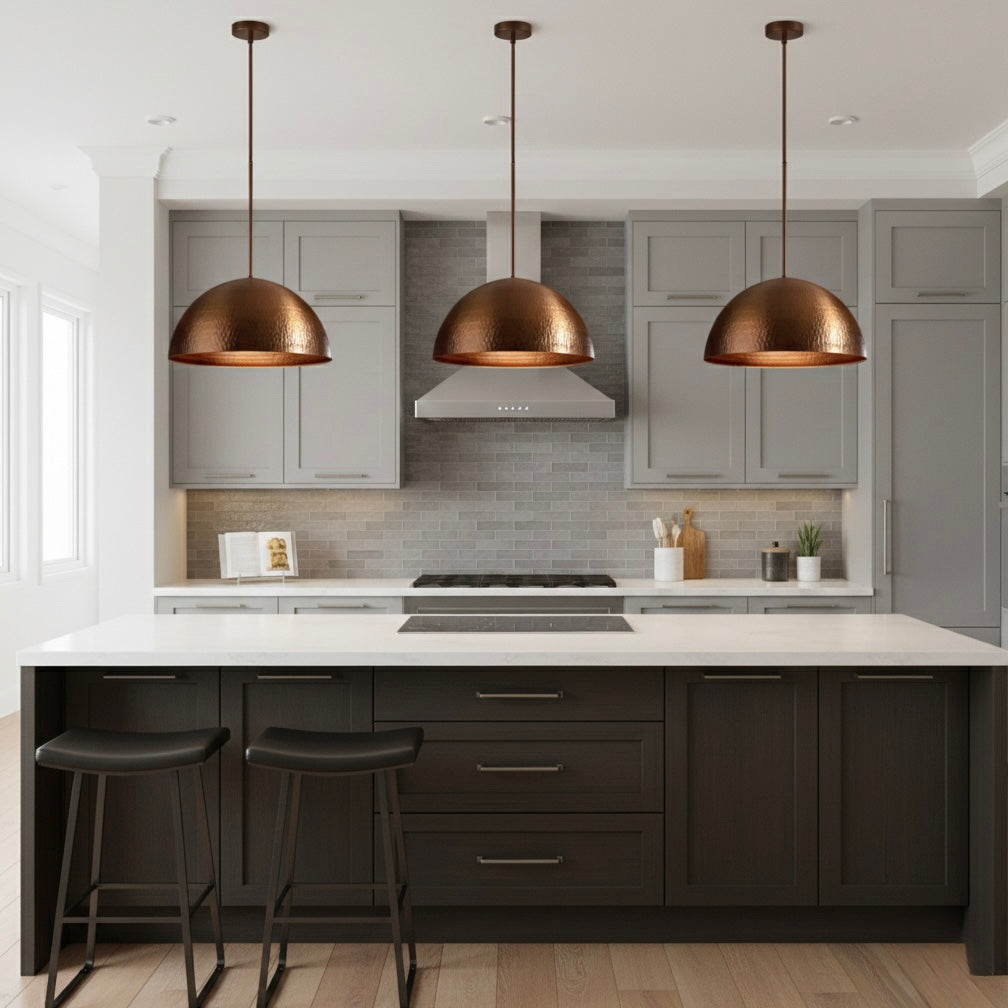 Hammered Copper Dome Light Fixture  - Ref.2739