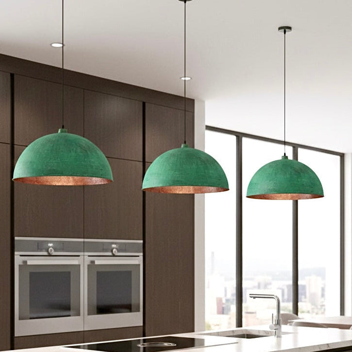 Hammered Oxidized Brass Copper Dome Light Fixture  - Ref.2701