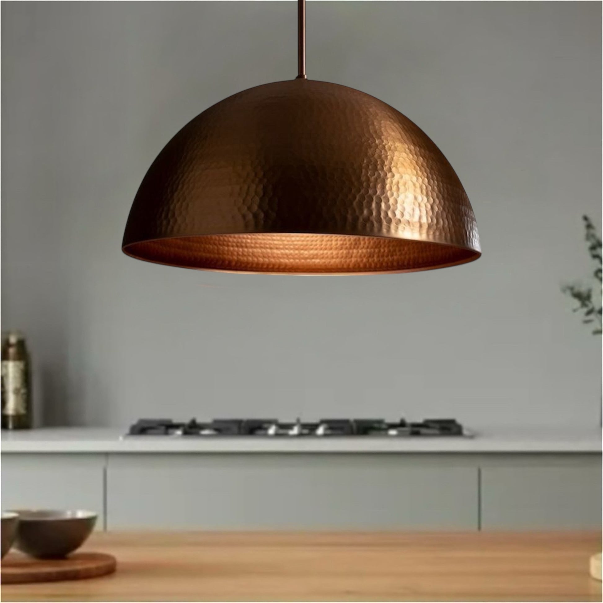 Hammered Copper Dome Light Fixture  - Ref.2739