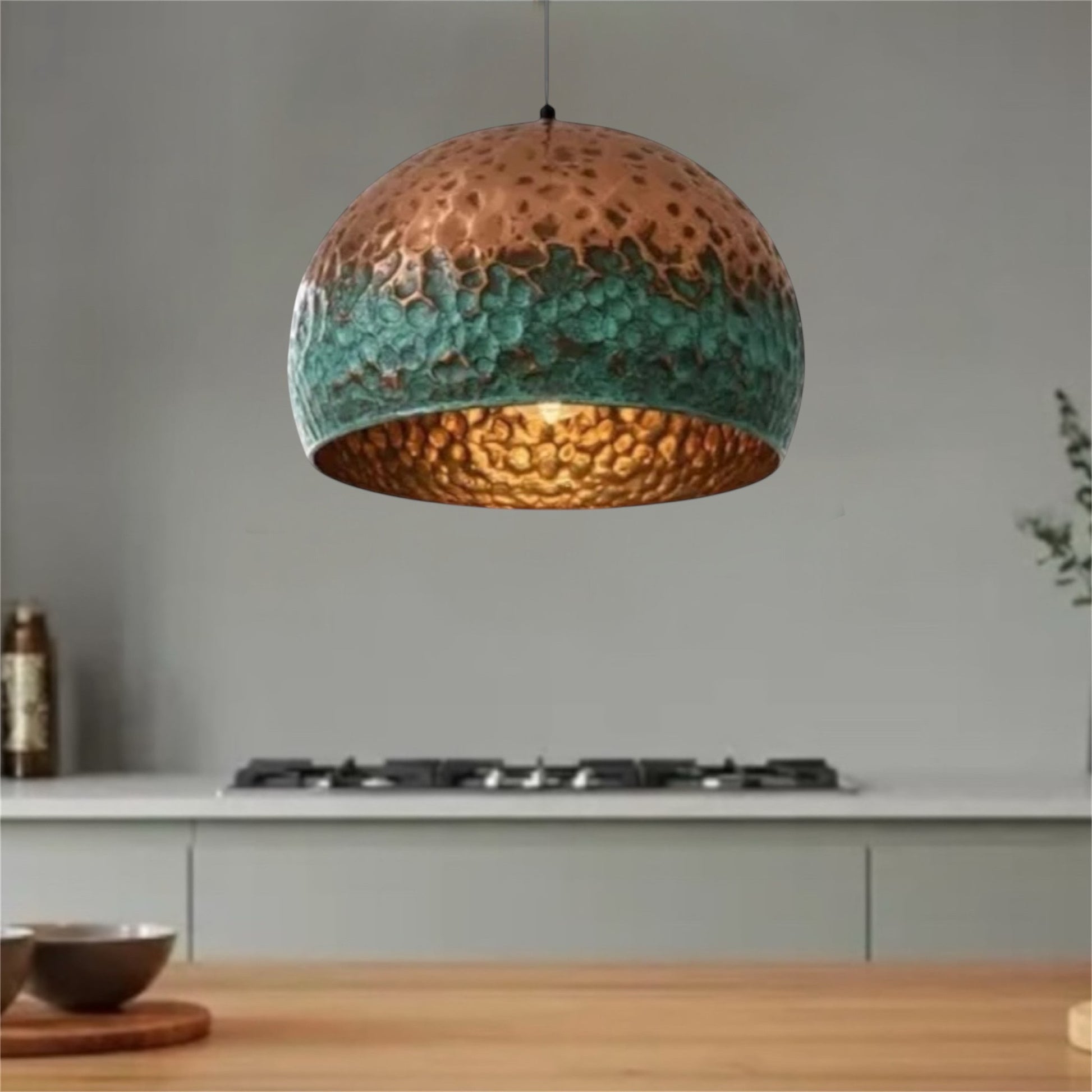 Oxidized Brass Copper Dome Light Fixture  - Ref.2702