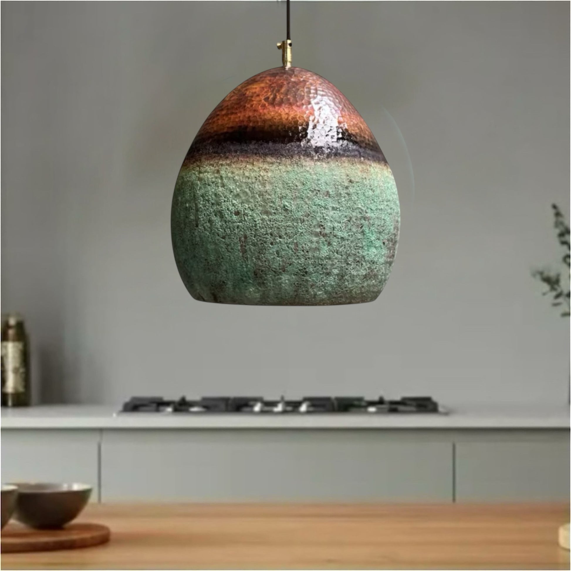 Oxidized Brass Copper Dome Light Fixture  - Ref.2760