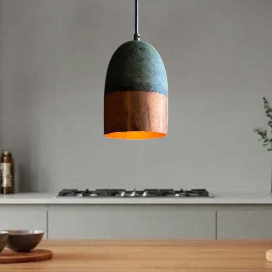 Oxidized Brass Copper Dome Light Fixture  - Ref.2715