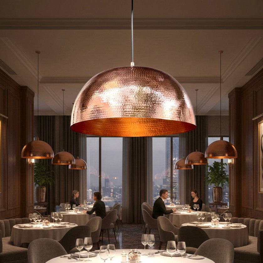 Hammered Copper Dome Light Fixture  - Ref.2038